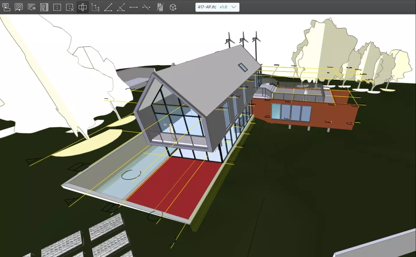 отображение осей координат и детальных свойств узлов Vitro-CAD